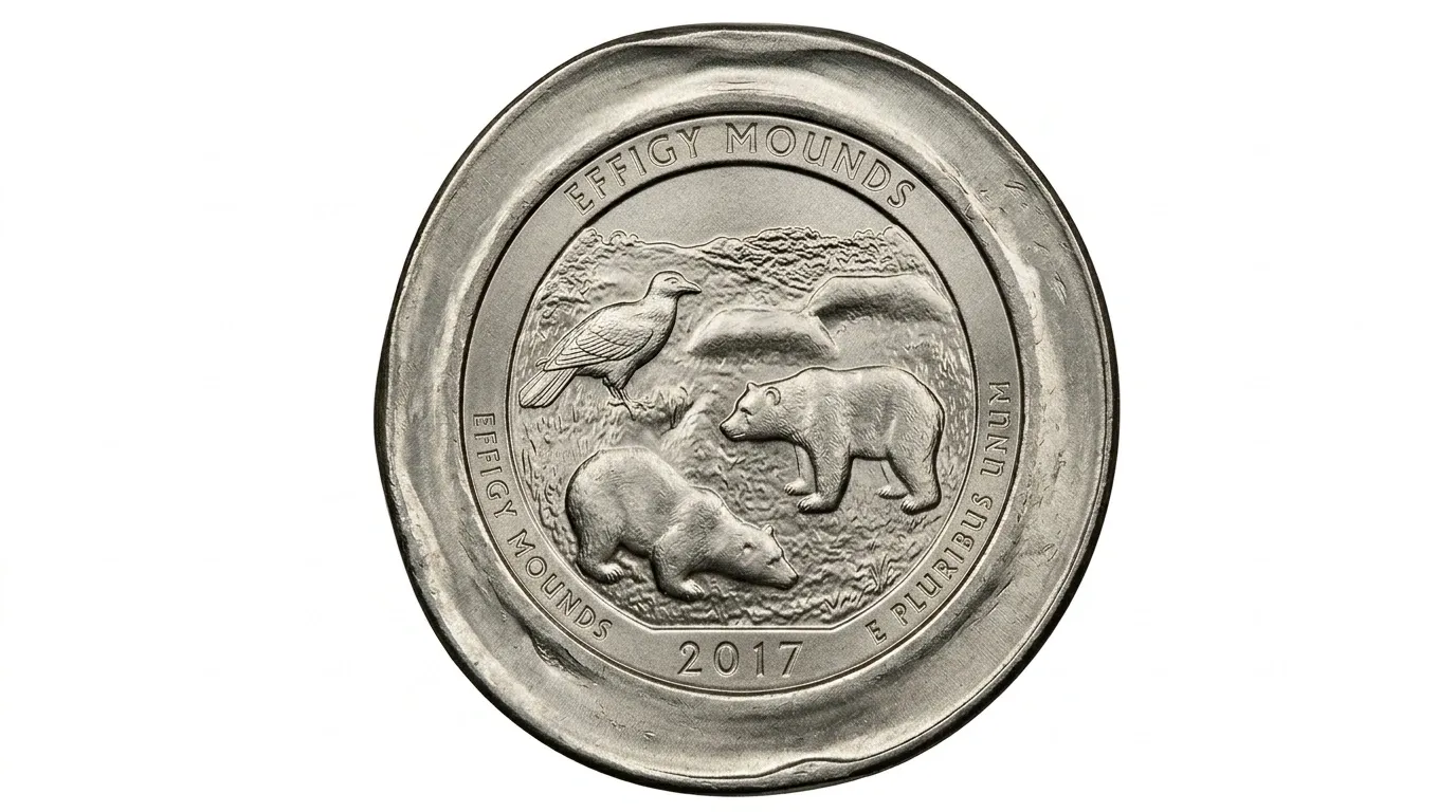 close-up of a 2017 Washington quarter error